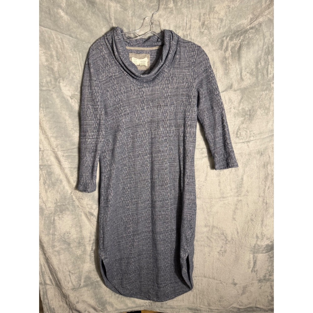 Anthropologie Saturday Sunday Blue Cowl Neck Knit Dress Midi‎ Tulip Hem womens M